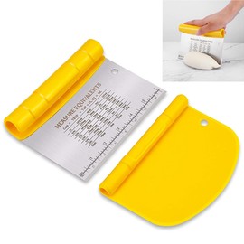 Liberty stainless steel dough cutter, two-in-one scraper with scale cutter, rolling handle flour dough scraper, baking tool