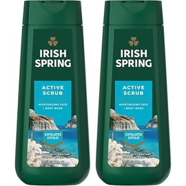 Irish Spring Body Wash Active Scrub - Gel exfoliante facial hidratante de 20 onzas líquidas (paquete de 2)