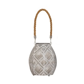 Pauleen 48182 Sunshine Diamond Solar Lantern for Balcony or Garden White Outdoor Lighting Metal Solar 3000K