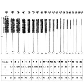 20 Piezas Botella de Limpieza Cepillos, Acero Inoxidable Reutilizable de Múltiples Fines Tubo Pincel Conjunto para Limpia Pipas, Limpia Popotes, Biberón, Vasos, Teclados, Botellas y Joyas