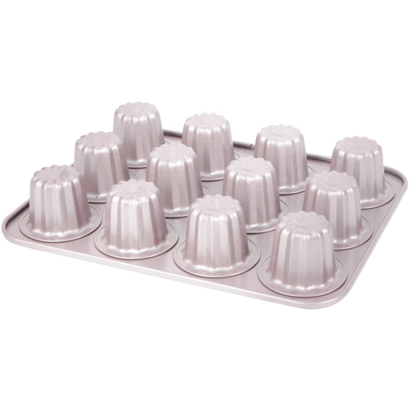 Non-stick Canele Molds Baking Pans for Cupcakes, 12 Cavities Cannelés