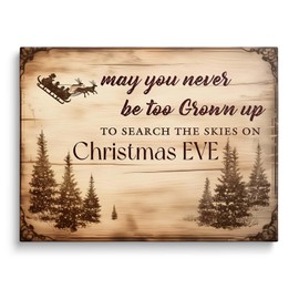 TYPTEK Christmas Canvas Wall Art Festive Christmas Eve Quote with Sleigh and Santa Pictures Print Merry Christmas Canvas Wall Painting for Living Room Bedroom 11x14inch