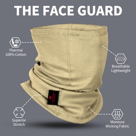 LANLFY Flame Resistant Face Mask for Men Women CAT 2 FR Neck Gaiter ARC Flash Head Covering 12CAL Welding Shield, Black 1pc & Khaki 1pc, One Size