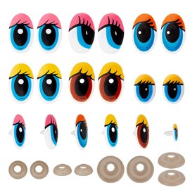 PH PandaHall 120 Sets Craft Eyes Cute Safety Eyes 6 Sizes Oval Eyes Felt Eyes Kawaii Eyes Cartoon Eyes with Washers Vivid Animal Eyes for Amigurumi Puppet Teddy Bear Crochet Plush Animal Making