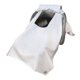 Nap Baby Cubre Portabebé, Algodón natural, ideal recién nacidos con ventana, agarraderas adheribles, paseos práctico cubre huevito - Chevron Gris