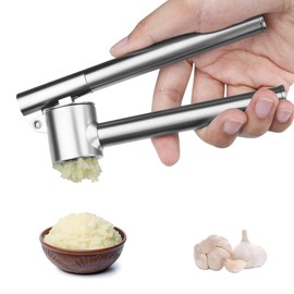 deegbbyi Garlic Press, Garlic Press, Stainless Steel Garlic Press with Ergonomic Handle for Garlic & Ginger, Extra Strong & Durable, Easy to Clean