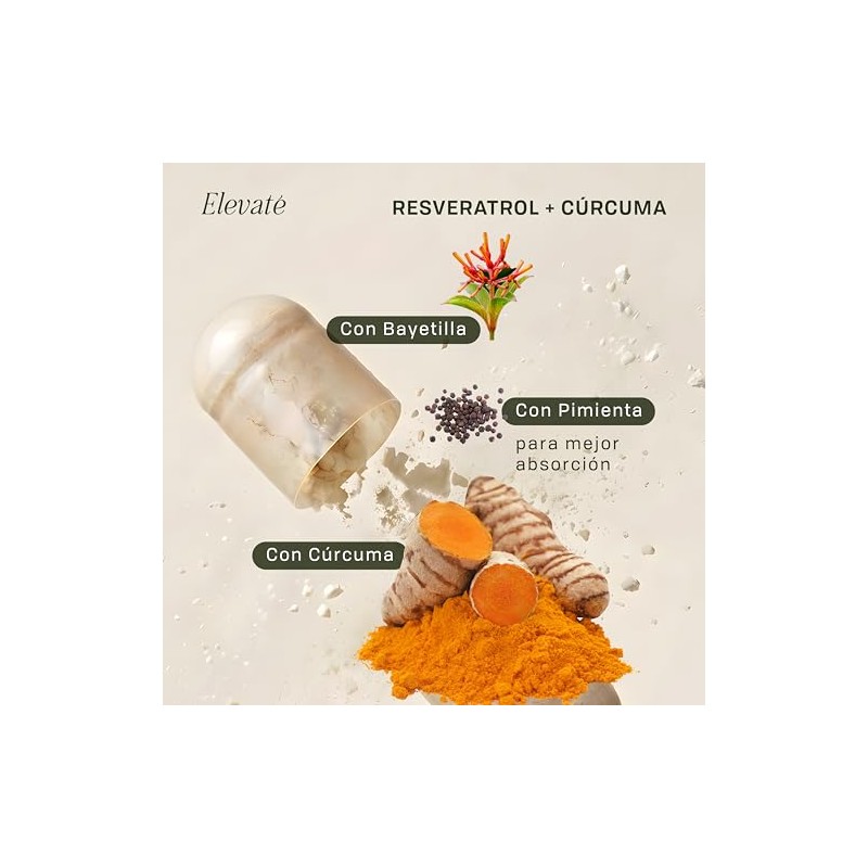 Resveratrol Cúrcuma Cápsulas 600 Suplemento Bienestar Vitalidad Días Uso