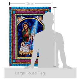 Breeze Decor H114123 Stained Glass Nativity Decorative Vertical House Flag, 28" x 40", Multicolor