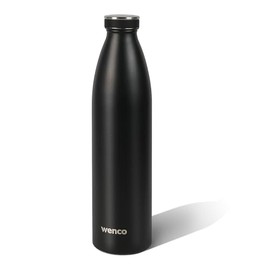 wenco Stainless Steel Drinking Bottle 1 Litre / 1000 ml Insulated and Leak-Proof for Cold and Hot Drinks Can Also Be Used as a Thermos Flask BPA Free - Black