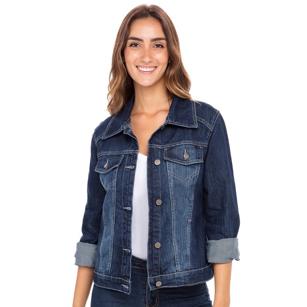 Skylinewears Women’s Vintage Western Denim Jacket – Classic Button-Up Long