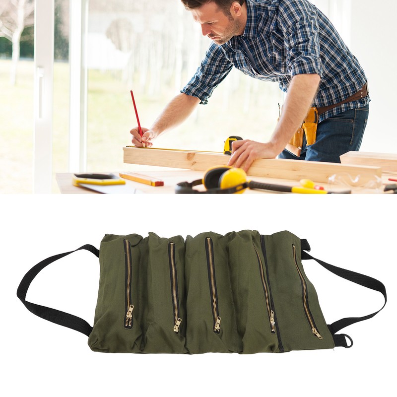 Car Back Seat Tool Storage Bag Canvas Garden Foldable Roll