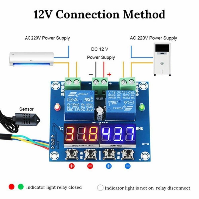 LeHang Thermostat Dual Output Temperature Humidity Thermometer Hygrometer Control Module