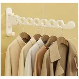 Deasolin Wall Mounted Clothes Drying Rack，Laundry Clothes Hanger Rack Wall Mounted, Foldable Wall Clothes Rack for Laundry Room，Space Saving Closet Storage Organizer Clothes Hanger Indoor，1pcs（White）