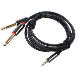 FELTECHELECTR 1m Audio Cable Adapter to y Splitter for Stereo Sound Compatible Laptops Speakers Amplifiers and Home Black