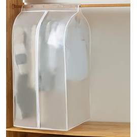 QH7 Garment Clothes Dustproof Clothes Rail Cover, Transparent Clothes Garment Rail Cover 80 * 50 * 120 CM PEVA Dustproof Wardrobe Hanging Protector Rack Organizer with Full Zipper and Magic Tape