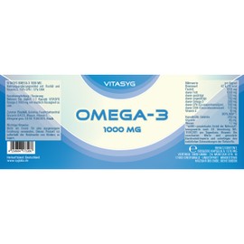 Vitasyg Omega 3 Fischöl Kapseln 1000mg 18% EPA 12% DHA - 500 Stück