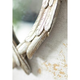 HomeZone Vintage Retro Shabby Chic Style Small Heart Shaped Angel Wing Wall Mirrors Angel Wings Heart Shaped Feathered Rounded Wall Decor Wall Mountable Home Decor (Small Angel Wings)