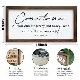 Come to Me Sign, Christian Decor Sign, Framed Wall Plaque Sign, Matthew 11:28 Scripture Decor Art, Bible Verse Wood Sign, Family Room Decor, Living Room Decor, Christian Gift for Him Her