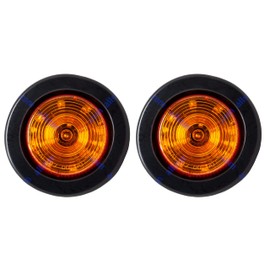 All Star Truck Parts] 2x 2.5 Amber 12 Led Round Side Marker Clearance Lights Grommet Flush Mount, Sealed Truck Trailer with Reflex Lens, IP67 Waterproof- Super Bright DOT SAE P2 FMVSS 180