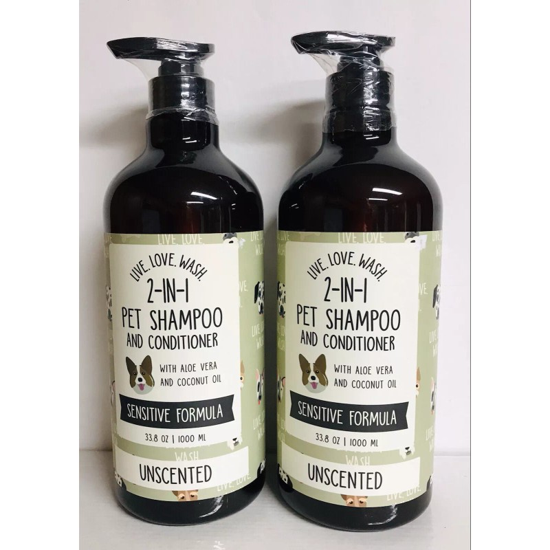 PRECIOUS TAILS 2 Bottles Unscented 2-in-1 Pet Shampoo & Conditioner