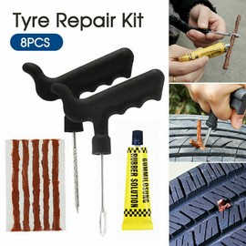 AIMALL 8PCS Tyre Repair Kit Emergency Tubeless Tire Fix Tool for Car, Truck, Motorcycle, ATV, RV, Tractor Puncture Repair Heavy Duty