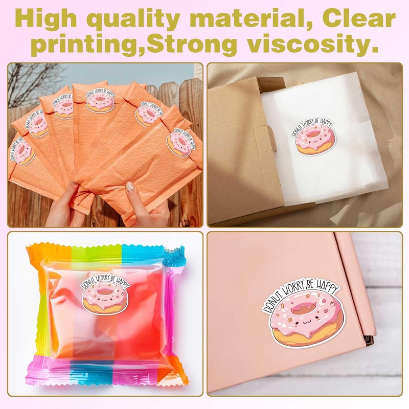 Pink Donut Worry Be Happy Stickers Roll,Cute Happy Mail Stickers,Handmade