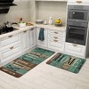 HSOWKDN Farmhouse Teal Kitchen Rugs Sets of 2 Non Slip