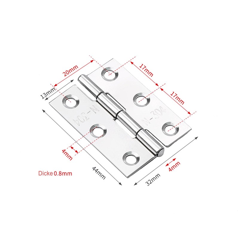 Pack of 12 Hinges Foldable, 44 mm × 32 mm