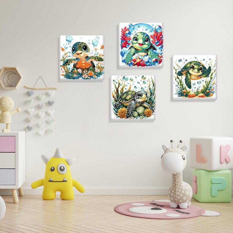 MOGTAA 4 Pack Turtle Paint by Number for Adults Beginners