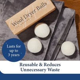 Cosy House Collection Wool Dryer Balls - Premium Reusable Natural Fabric Softener - Eco-Friendly, Saves on Time and Energy - Soften Clothes Naturally - Reusable for Up to 3 Years - White (Pack of 3)