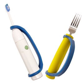 EazyHold Puños universales de silicona azul marino, manos grandes a XL, se adapta a utensilios de alimentación adaptables y pesados, tubos de espuma, asas gruesas de fácil agarre, aseo, ayuda para la vida diaria, paquete de 2 unidades de 8 pulgadas