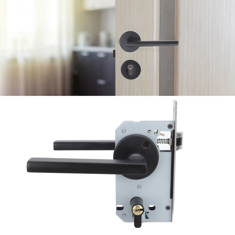 House Door Handle Lock Aluminum Black Antioxidant Coating Shock Resistance