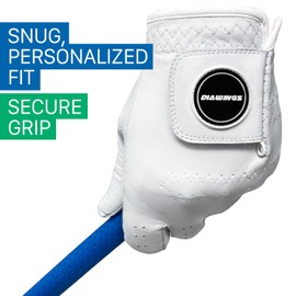 Diawings Cabretta Leather Golf Gloves for Men 2 Pack – Professional Mens Golf Glove with Superior Durability, Breathability, Streamlined Fit, Enhanced Tactile Feedback (White, Medium-Large, Left)