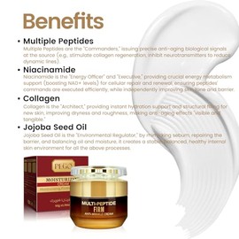 PEGO Crema antiarrugas firme de péptidos múltiples, hidratantes faciales, crema antienvejecimiento y antiarrugas, reduce las líneas finas, reafirma la