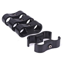 6AN - Abrazadera separadora de manguera de aluminio, abrazadera de montaje de línea de combustible, adaptador de manguera divisora para línea de combustible 3/8, línea de aceite, línea de freno, tubería de agua y línea de gas, negro, 4 unidades