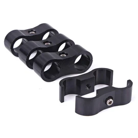 6AN - Abrazadera separadora de manguera de aluminio, abrazadera de montaje de línea de combustible, adaptador de manguera divisora para línea de combustible 3/8, línea de aceite, línea de freno, tubería de agua y línea de gas, negro, 4 unidades