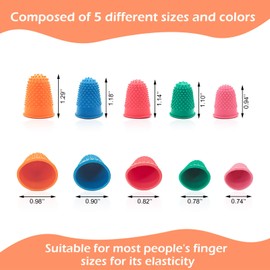 Peslogy 5pcs Rubber Finger Thimbles 5 Different Sizes Colors Finger Protector Covers Reusable Finger Protector Finger Pads Grips for Paperwork Cutting Embroidery Money Counting Crafts