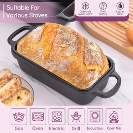 Vanderlume Cast Iron Loaf Pan with Lid 9x5 Inch,Sourdough Pan