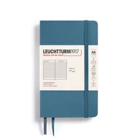 LEUCHTTURM1917 365650 Notebook Pocket (A6), Soft Cover, 123 Numbered Pages, Stone Blue, Lined
