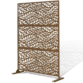Elevens Fence Privacy Screen,Decorative Outdoor Divider with Stand,no dig Fence Outdoor Privacy Screen,Privacy Fence for confrence Room and Balcony,Yard,Patio,Garden (net-corten Steel)