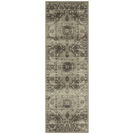Maples Rugs Distressed Lexington Non Slip Runner Rug For Hallway Entry Way Floor Carpet [Made in USA], 2 x 6, Brown/Neutral