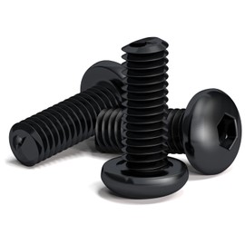 200 Pcs M3 x 8mm Black Round Head Hexagon Allen Key Screws Alloy Steel Class 10.9 Length 8mm Button Head ISO 7380 High Hardness Carbon Steel