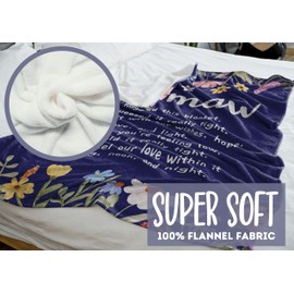 InnoBeta Mamaw Gifts, Grandma Gifts for Mamaw, Flannel Throw Blankets on Mother's Day, Christmas, Birthday, 50" x 65", Blue Flowers