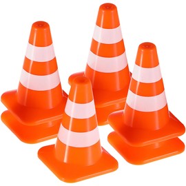 Warmhm 14 x Roadblock Sand Table Model Mini Warning Cones Construction Cone Construction Site Accessories Toy Road Lock Pretend Parking Signs Toy Roller Skates Child ABS Mandarin