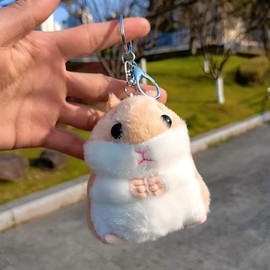 Cute Khaki Plush Hamster Keychain Plush Keychain Charms Wallet Backpack Handbag Charms Automobile Keychains Automotive Trim Women's Key Rings and Keychain Automobile Accessories,Keyrings and Keychains