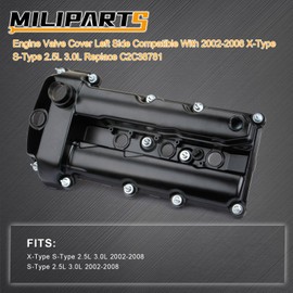 MILIPARTS Up Grade Aluminum Engine Valve Cover Left Side Compatible With 2002-2008 X-Type S-Type 2.5L 3.0L Replace C2C38781