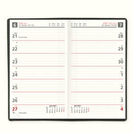 Leather Calendar 2025 Pocket Calendar Weekly Overview Sundays and Holidays in Red with 8 Page Address Book