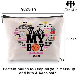 Zuo Bao Basketball Mom Makeup Bag Basketball Lover Gift That's My Boy Cosmetic Bag Team Mom Gift, Basketball Mom