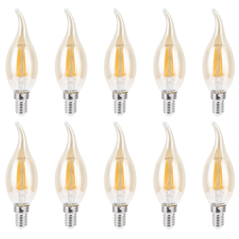 10PCS C35 LED Gold Filament Bulb 2700K 4W E14 Base