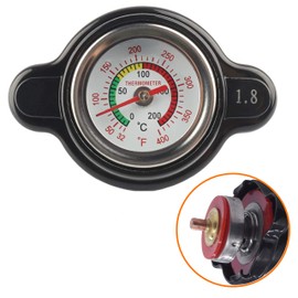 Tapa de radiador de alta presión con termómetro que proporciona ajuste para Honda, Kawasaki, Suzuki, Yamaha, Polaris, Husqvarna vehículos todoterreno y más motocicletas ATV modelos 1.8 Bar, 25.6 Psi